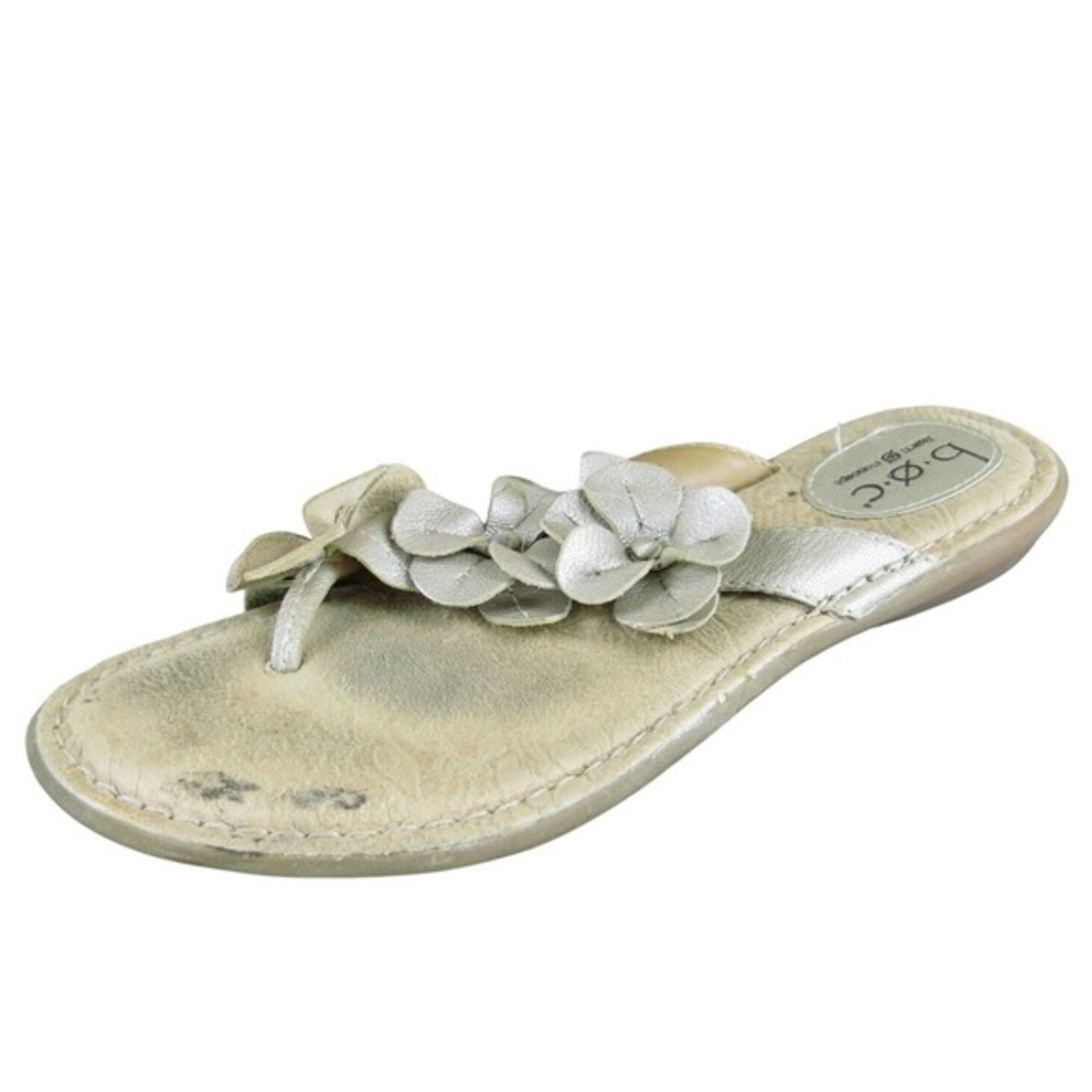 Born Women's Concept Floral Flip‎ Flop Beige Leather Sz 9 Medium  Used 2025